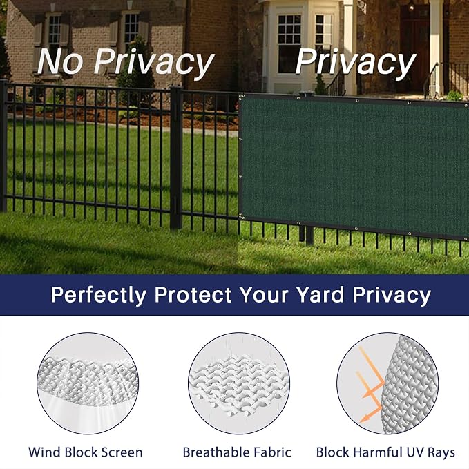 WINDSCREEN4LESS 6' x 3' Privacy Fence Screen in Green W/ Brass Grommet 85% - Image 3