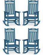 Oversized Outdoor Rocking Chairs Set of 4, High Back Porch Rocking Chair by Suunyn