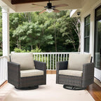 Belord Wicker Chairs Outdoor Bistro Set Oversize Patio Swivel Rocker, Rattan - Image 2