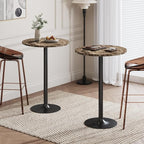 Flamaker Round Bistro Pub Table Modern Style Metal Base MDF Top Cocktail Bar - Image 2