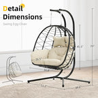 Double Egg Chair with Stand Hammock Swing Chair Foldable Hanging Loveseat - Image 5