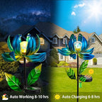 Solar Garden Lights Metal Flower Decor, Colorful Spinning Windmill Lotus - Image 5