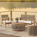 LuxenHome Outdoor Coffee Table, Modern Farmhouse Garden Coffee Table, Outdoor - Image 8