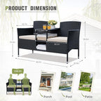 Greesum Patio Loveseat Outdoor Wicker Furniture Conversation Set - Image 7