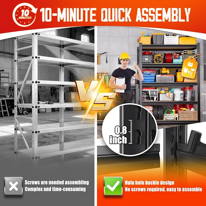 Set of 4 Garage Shelving-2050 lbs 5 Tier Storage Shelves, Adjustable Heavy Duty - Image 5