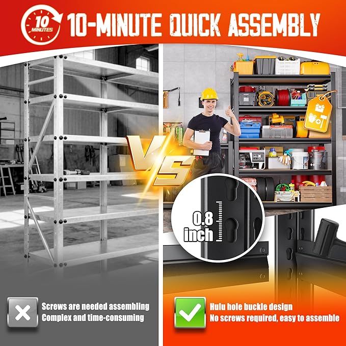 Set of 2 71"H Garage Shelving-5 Tier Garage Storage Shelves, Adjustable Heavy - Image 5