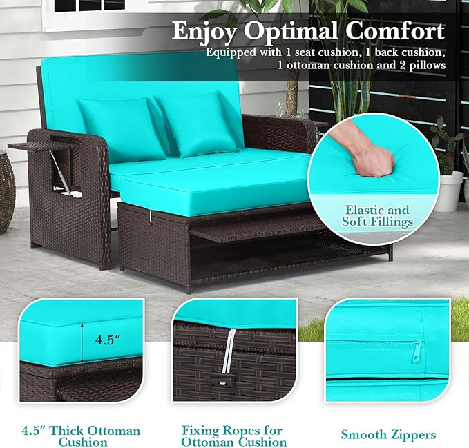 COSTWAY Patio Rattan Daybed - Image 6