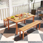 Tangkula Outdoor Wood Bench, 59” Long Patio Dining Bench, Backless Wooden Bench - Image 8