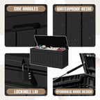 JUMMICO 78 Gallon Outdoor Deck Box Large Resin Storage Box - Image 2