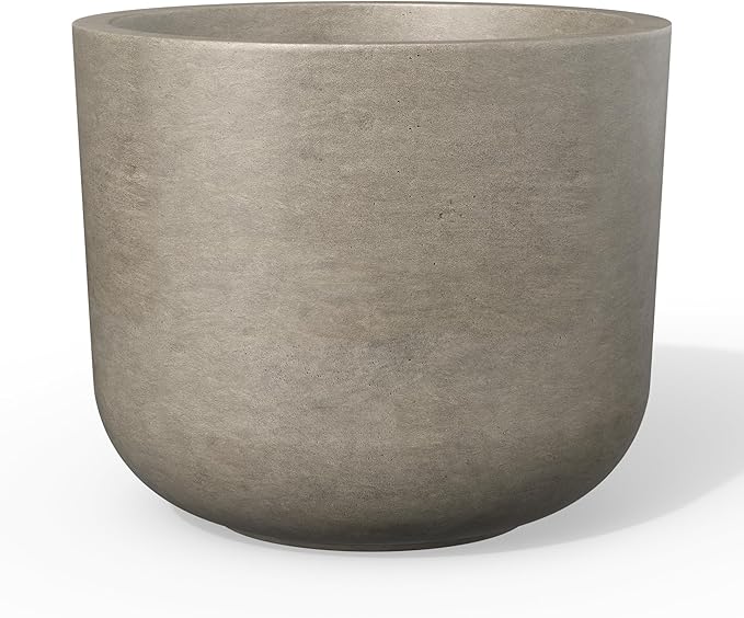 Kante Round Concrete Planter, 9 Inch Dia Classic Style Large Plant Pot by Kante