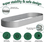 2PCS 12x4x1FT Galvanized Raised Garden Bed Kit, Vegetable Boxes-Oval Metal - Image 2