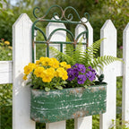 Rustic Metal Wall Planter Vintage Wall Mounted Flower Pot Distressed Wall - Image 7