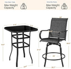 Yaheetech 3 Pieces Outdoor Swivel Bar Set, Patio Swivel Bar Stools Set - Image 3