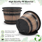Quarut Large Plastic 4 Pack14 inch Plant Pots, Whiskey Barrel Planters - Image 3