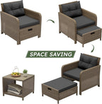 LHBcraft Balcony Furniture 5 Piece Patio Conversation Set, PE Wicker Rattan - Image 4