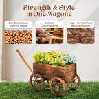 Wood Wagon Planter for Outdoor Balcony Decor - Image 3