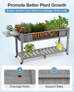 YEFU Raised Garden Bed with Legs: 57x18x30in Elevated Poly Planter with Wheels - Image 5