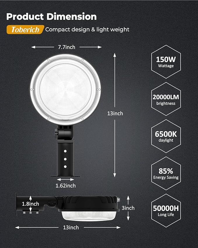 LED Barn Light 4 Packs, 150W 20000LM Yard Area Lights Dusk to Dawn Outdoor - Image 6