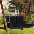 RELAX4LIFE Porch Swing 2-Seat Patio Rattan, Wicker Porch Swings Outdoor W/Two - Image 4