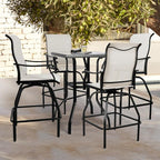 LEVELEVE Patio Bar Set 5pcs Swivel Bar Stools Outdoor Bistro Textilene - Image 2