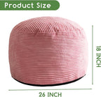 HIGOGOGO Round Stuffed Pouf Ottoman, Corduroy Poufs - Image 2