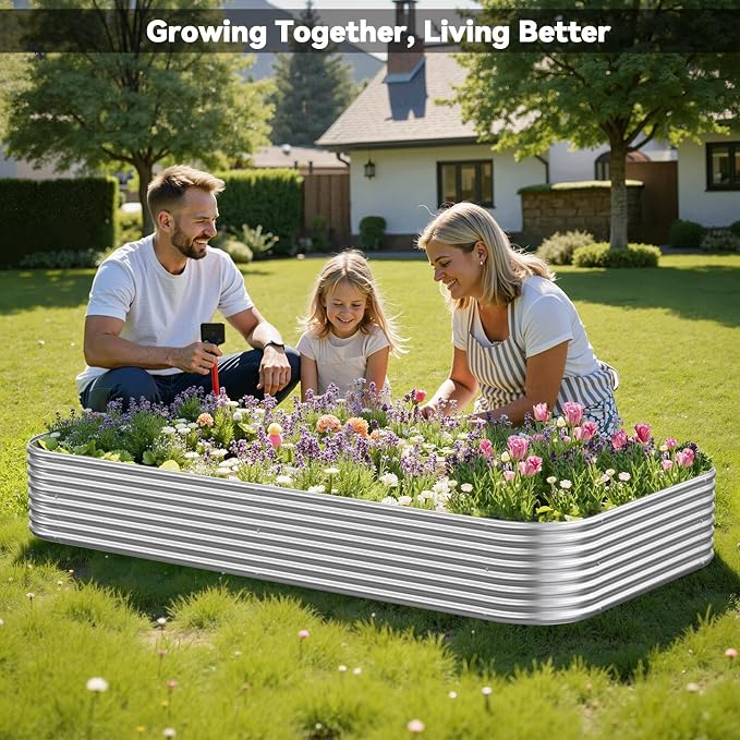 3 Pack Corrugated Galvanized Steel Raised Garden Bed Outdoor, Metal Above - Image 8