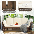 Merax Patio Sofa, Outdoor Adjustable Wooden Daybed, Chaise Lounge - Image 4