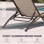 PURPLE LEAF Outdoor Chaise Lounge Chair Set of 3 Patio Pool Lounger Bronze - Image 6
