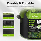 BN-LINK 5-Pack 10 Gallon Grow Bags, Heavy Duty Aeration Fabric Pots - Image 3