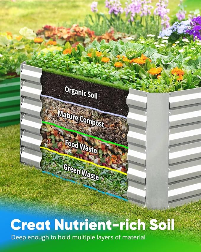 Quictent Galvanized Raised Garden Bed 4x3x2ft Tall Garden Bed Extra Height - Image 4