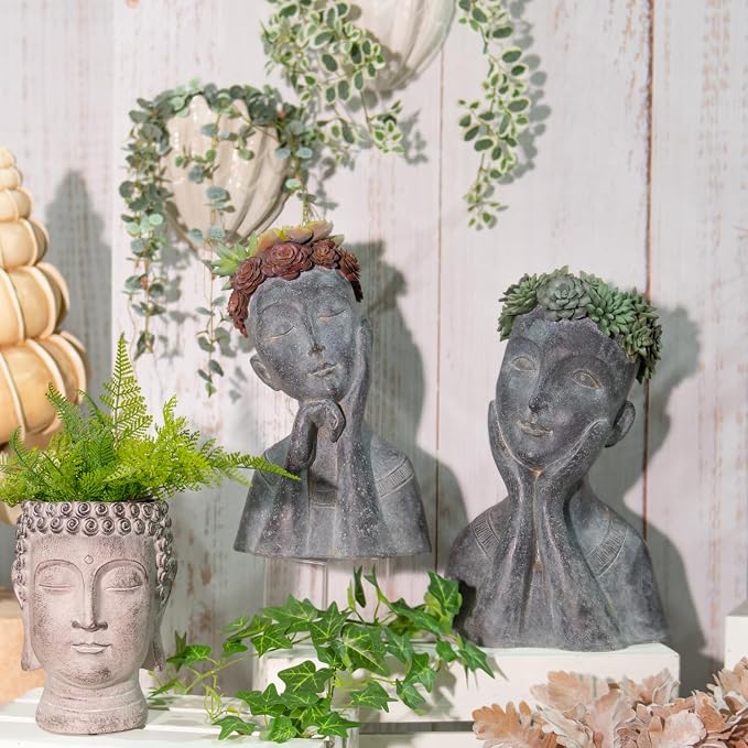 Newman House Studio Succulents Face Planters Pots Head - Image 11
