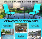 LEVELEVE Patio Bar Set 2pcs Swivel Bar Stools Outdoor Bistro Textilene - Image 6