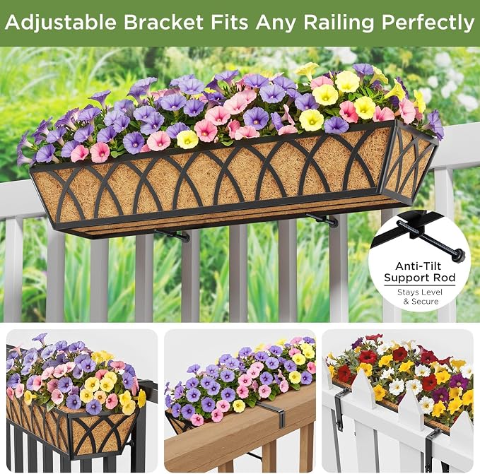 HFHOME 2 Pcs 30" Window Box Deck Railing Planter - Image 4