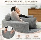 Antetek Oversized Round Chaise Longue Chair Indoor, Modern 55-inch Upholstered - Image 5