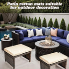 2 Pcs Patio Rattan Ottomans Outdoor Wicker Ottomans Patio Footstool Footrest - Image 6