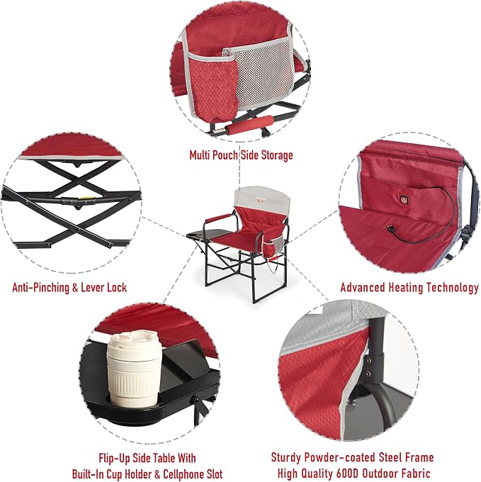 SUNNYFEEL Heated Camping Directors Chair, Heavy Duty, Oversized Portable - Image 6
