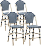 PURPLE LEAF French Counter Height Bar Stool Set of 4 25" White Print Finish by PURPLELEAF