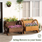Wooden Wagon Planter Flower Cart - Image 5