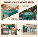 Shahoo 30 Inches Metal Bar Stools Counter Height Stackable Backless Stools - Image 5