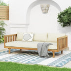 Merax Outdoor Solid Acacia Wood Daybed, 3 Seater Day Bed Couch Sofa - Image 3