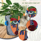 Abstract Face Planter Pots for Plants, Hand-Painted Colorful Flower Pots - Image 3