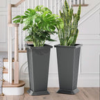 FENCY Set of 2 Tall Planters for Outdoor Plants, 24 Inch Large Tapered Pots - Image 6