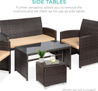 Best Choice Products Set of 2 Wicker Ottomans, Additional Seating, Side Table - Image 8