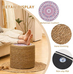 Wimarsbon Round Pouf Ottomans, Handwoven Natural Water Hyacinth Seagrass Pouffe - Image 4