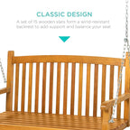 Best Choice Products 48in Wood Porch Swing Outdoor Patio Hanging Bench Chair - Image 6