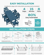 Outdoor Rectangle Dining Table, Heavy-Duty HDPE Table - Image 5