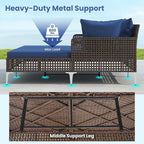 Tangkula Outdoor Rattan Double Daybed, Boho Wicker Chaise Lounge - Image 9