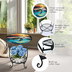 Outdoor Side Table Round Small Mosaic Patio Accent Indoor End Plant Coffee Tea - Image 4