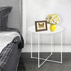 Garden 4 you End Table Metal Side Table Round Folding Tray Cyan Sofa Small - Image 6
