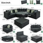 Merax 7-Piece Outdoor Wicker Sectional Sofa Set, Modular Rattan Conversation Set - Image 3